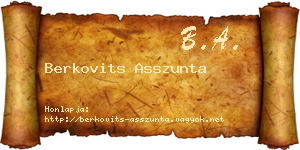 Berkovits Asszunta névjegykártya